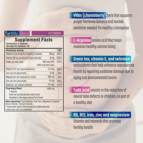 Daily Wellness Fertility Blend for Women - Fertility Supplements for Women, Conception Fertility Prenatal Vitamins, Trying to Conceive Progesterone Supplements, Cycle Support Conception Pills - 2 Pack