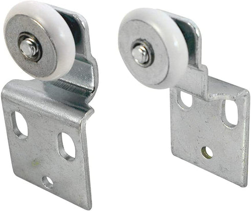 Prime-Line N 7533 Sliding Closet Door Roller Kit, 3/4 inch Wheel Diameter, Convex(Round) Edge Plastic, Stamped Steel Construction, Includes 3/8inch and 1/2inch Offset Pairs, 2Front and 2Back Rollers