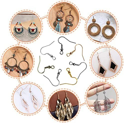 TOAOB 140pcs Earring Hooks Hypoallergenic 925 Sterling Silver Fish Hooks Ear Wires with Ball and Coil 7 Colors 18mm Nickel Free Earring Parts with Earring Backs for DIY Jewelry Making
