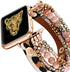 fastgo Bracelet Band Beaded Compatible with Apple Watch 38mm 40mm 41mm Women, Elastic Leather Leopard Strap for Iwatch SE& Series Ultra 8 7 6 5 4 3 2 1(Cheetah/Gold,38/40/41mm)