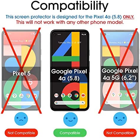 (3 Pack) amFilm 5.8 inch Tempered Glass Screen Protector for Google Pixel 4A, 0.26mm Thickness HD Clear, Anti-Scratch Bubbles-Free