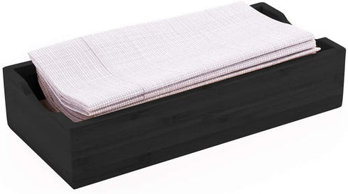 9.5 x 4.25 x 2 Inch Flat Napkin Holder, 1 Rectangle Wooden Napkin Holder - For Kitchen Tables or Countertops, Sturdy, Black Bamboo Kitchen Napkin Holder, Dining Room Decor - Restaurantware