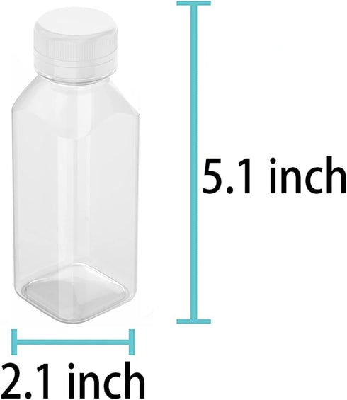 20 Pcs 8 Ounce Juice Bottles Plastic Milk Bottles Bulk Beverage Containers with Tamper Evident Caps Lids White for Milk, Juice, Drinks and Other Beverage Containers