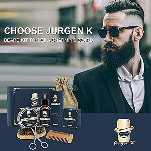 Beard Kit for Men Gifts - Beard Care Kit Gifts Set with Beard Oil, Beard Balm, Beard Brush & Comb, Scissors - Men Stocking Stuffers Christmas Gifts for Men Dad Husband Grandpa Brother Boyfriend