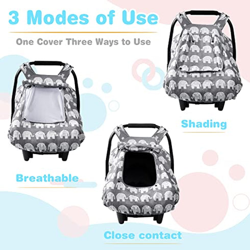 SMTTW Baby Car Seat Covers, Infant Car Canopy for Spring Summer Autumn Winter, Universal Fit, Snug Warm Breathable, Car Seat Canopy for Boys Girls (Squirrel)