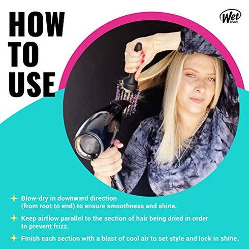 Wet Brush Smooth & Shine Round Brush - for Thick to Coarse Hair - A Perfect Blow Out with Less Pain, Effort and Breakage - Spiral Bristle Design Creates Smoother Styles