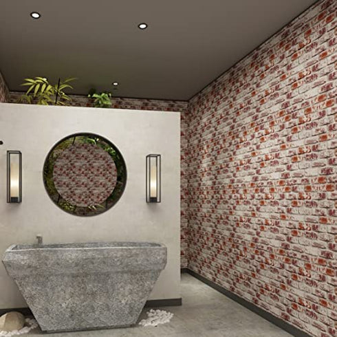 Brick Wallpaper Red Brick Peel and Stick Wallpaper Self-Adhesive Wallpaper Brick Contact Paper 17.7” × 118” Removable Wallpaper 3D Brick Paper for Backsplash Countertop Wall Realistic Brick Textured