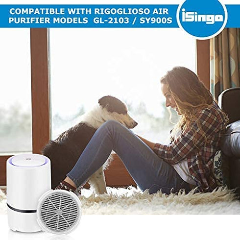 iSingo GL2103 / 900S True HEAP Replacement Filter Compatible for RIGOGLIOSO and JINPUS GL-2103 Air Purifier and LTLKY 900S Air Purifier, 2-in-1 True HEPA Filters and Activated Carbon Filters (3-Pack)