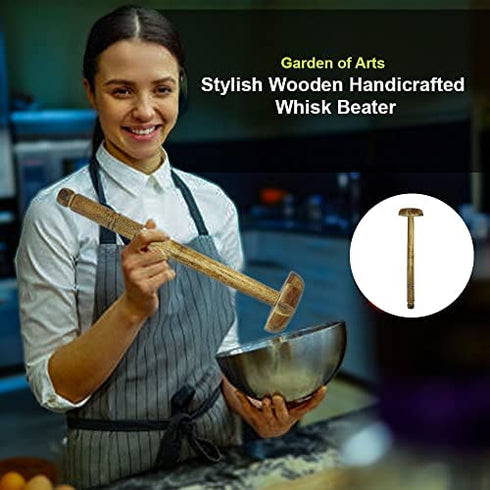 Garden of Arts Stylish Wooden Handicrafted Whisk Beater, Mathani, Ravi, Ravai Churner