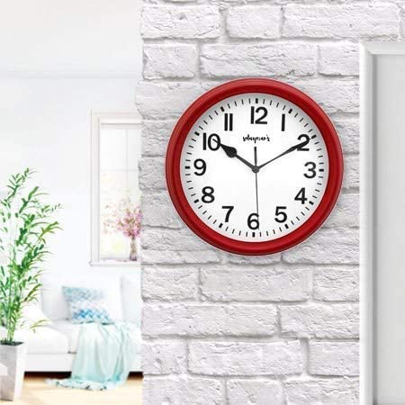 Solayman's Ultimate Silent Wall Clock with Non-Ticking Quartz Movement, Easy to Read Classic Round Wall Clock for Living Room Decor, Bedroom, Kitchen, Office, Classroom- Red Wall Clock