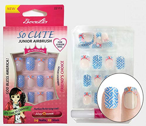 Beautia 3pack 72Tips So Cute Artificial False Fake Junior Nail With Glue For Kids (22113/22013/22111)