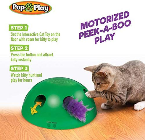 Allstar Innovations Use with The Pop N Play; 3 Replacement Cat Toy Attachments; Includes One Mouse, One Fish and One Feather. Pets Know Best'