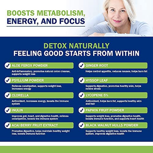 Power By Naturals Leptin Detox - Detox Cleanse Weight Loss and Belly Fat for Women & Men - Constipation Relief for Adults & Gut Cleanse (60) Acai Berry Cleanse Detox Pills