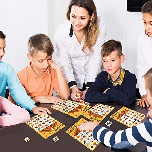 Thanksgiving Games Thanksgiving Bingo Game for Kids 24 Players Thanksgiving Bingo Cards for Thanksgiving Party School Classroom Family Children Activities Thanksgiving Party Games