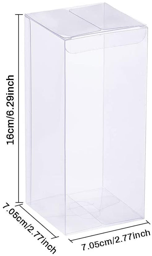 BENECREAT 20 Pack 2.7x2.7x6.3" Plastic Boxes Rectangle Plastic Party Favor Boxes for Wedding Party Treat Candy Cupcakes