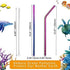 VEHHE Metal Straws Drinking Straws 10.5" Stainless Steel Straws Reusable 8 Set - Ultra Long Rainbow Color-Cleaning Brush for 20/30 Oz for Yeti
