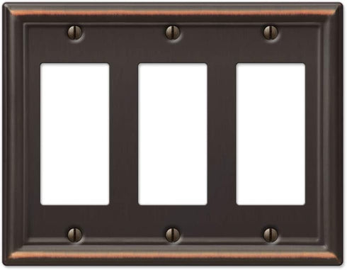 Amerelle 149RRRDB Chelsea Wallplate, 3 Rocker, Aged Bronze