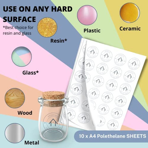HYGGEHAUS Clear Sticker Paper for Inkjet Printer - Full Page Labels 8.5 x 11 in for Storage. Clear Printable Contact Paper for Craft and Home or Office DIY Labelling Projects. 10 Sheets