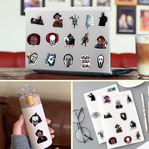 50Pcs Thriller Horror Movie Killer Role Character Stickers for Water Bottle Cup Laptop Guitar Car Motorcycle Bike Skateboard Luggage Box Vinyl Waterproof Graffiti Patches XQX