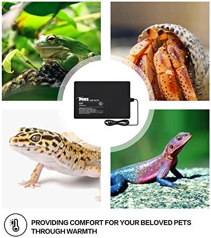 iPower Reptile Heat Pad 8X12 Inch 16W Under Tank Terrarium Warmer Heating Mat for for Turtle, Lizard, Frog, Snake, Reptile, and Other Small Animals