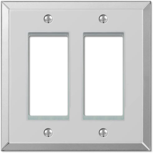 Amerelle Mirror Double Rocker Wallplate in Clear Mirror, 2 Rocker