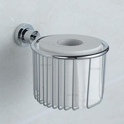 Tissue Paper Basket Shelf Brass for Bathroom Organizers and Storage Shampoo Soap Holder Wall-Mounted Polished Chrome