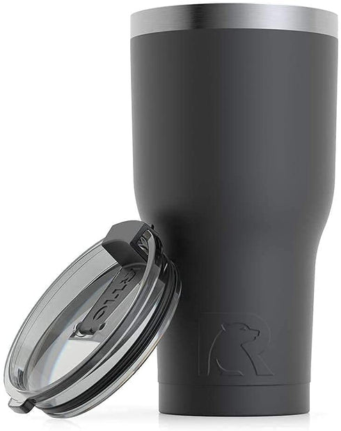 RTIC Tumbler with Splash Proof Lid, 30 oz, Black, Insulated Travel Stainless Steel Coffee Mug, Sweat Proof, Keeps Hot & Cold Longer