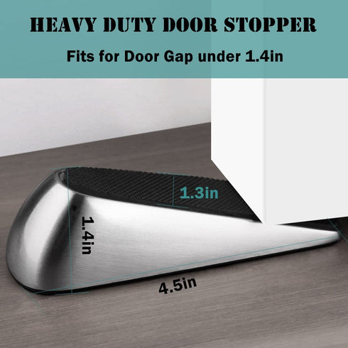 Upgraded Door Stoppers, Heavy Duty Door Stopper Wedge, Metal Material Door Jammer, Works on All Floor Surfaces , Non-Scratching Doorstops, Special for Home Office School Door( Silver, 2 Pack)