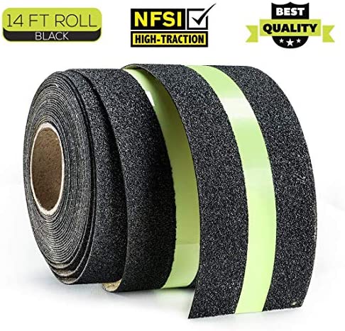 Anti Slip Grip Tape, Non-Slip Traction Tapes with Glow in The Dark Reduce The Risk of Slipping for Indoor or Outdoor Stair Tread Step and Other Slippery Surfaces - Keeps You Safe, 2 Inch x 16.4 Foot