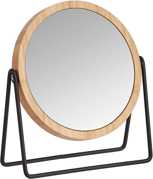 Amazon Basics Vanity Mirror with Bamboo Rim - 1X/5X Magnification