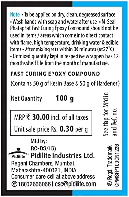 MSEAL Pidilite M-Seal PHATAPHAT Fast Curing EPOXY Compound 4 x 25g