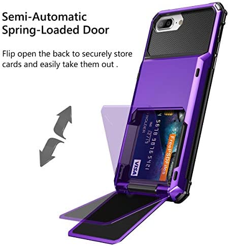 Vofolen Case for iPhone 8 Plus Case Wallet Card Holder ID Slot Scratch Resistant Dual Layer Protective Bumper Rugged TPU Rubber Armor Hard Shell Cover for iPhone 6 Plus 6s Plus 7 Plus 8 Plus (Purple)