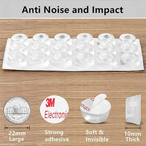 Adhesive Door Knob Bumper Pads- 18 PCS Small Clear Wall Protector Door Stopper Rubber Feet for Door Handle Cabinet Headboard Refrigerator Sound Dampening and 20 PCS Bumper Pads