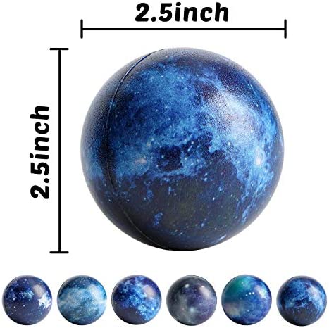 LovesTown 20 PCS Galaxy Stress Balls, 2.5 Inch Space Theme Stress Balls Foam Squeeze Balls Stress Relief Balls for Finger Exercise School Carnival Reward Party Bag Gift