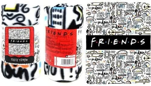 The Northwest Company Friends Fleece Throw Blanket - Friends TV Show How You Doin' & Pivot NYC Fleece Throw Blanket, Soft and Cozy Lightweight Plush Fabric Bed Cover and Room Décor - Size 45"x 60"