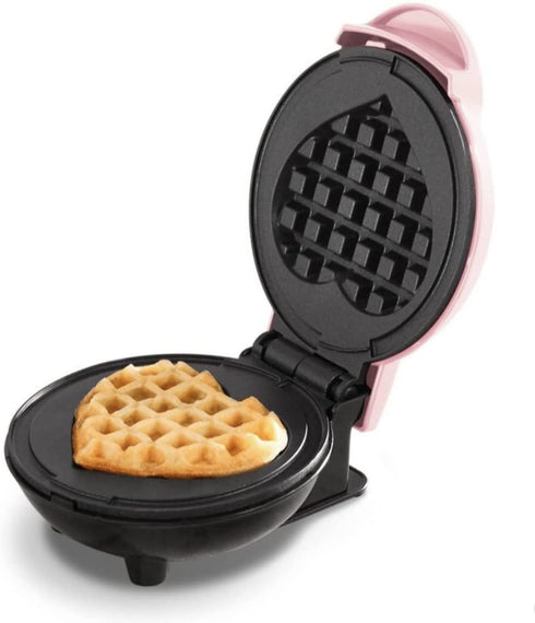Nostalgia MyMini Heart Waffle Maker Valentine's Gift compact size 5 inch non stick surface (Pink)