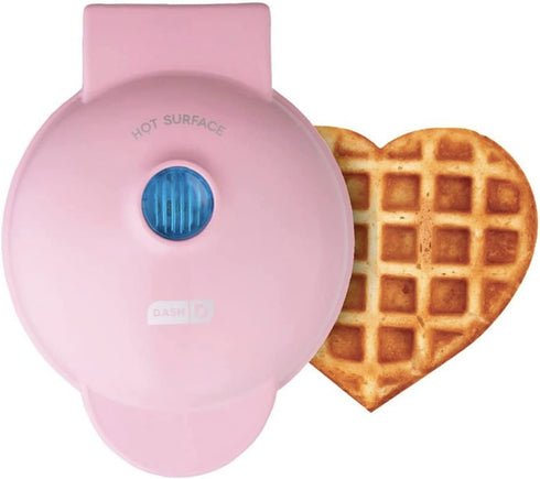 Nostalgia MyMini Heart Waffle Maker Valentine's Gift compact size 5 inch non stick surface (Pink)