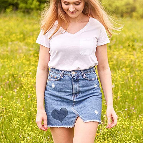 Boao Iron on Patches Iron on Denim Patches Repair Kit for Clothes, Jeans, Jackets, Large Size, 4.9 Inch, Denim Cloth(15 Pieces)