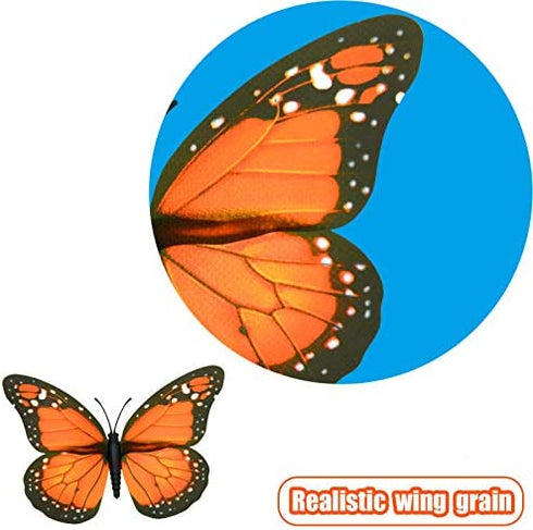 AQUEENLY Monarch Butterfly Decorations, 4.72'' Orange Premium Artificial Monarch Butterfly to Decorate for Craft, Home, Wall, Wedding, Party (12 Pcs)