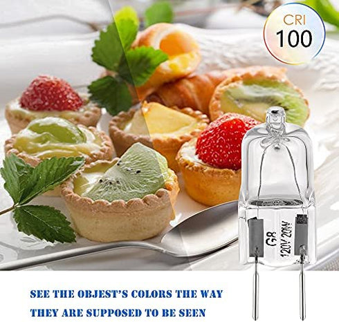 G8 Light Bulbs 20Watt 120Volt Halogen Light Bulb G8 Base Bi-Pin Shorter 1-3/8" (1.38") Length 20W T4 JCD Warm White Under Cabinet Puck Lighting Replacements,10Pack