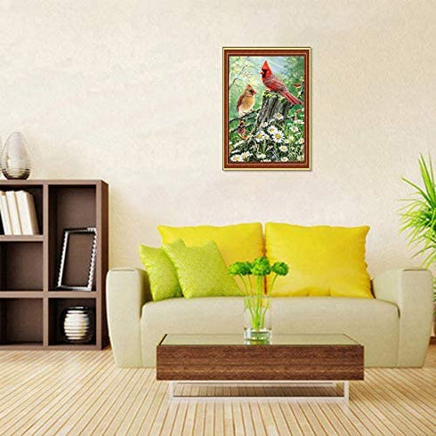 5D Full Drill Cardinals Birds Diamond Painting Kit,UNIME DIY Diamond Rhinestone Painting Kits for Adults and Children Birds and Flowers Diamond Arts Craft, 12 x 16 inch (Cardinals Diamond Painting)