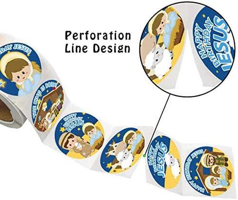 Religious Christmas Stickers Happy Birthday Jesus Nativity Stickers for Kids Christian School Classroom Decoration VBS Party Favor 500Pcs