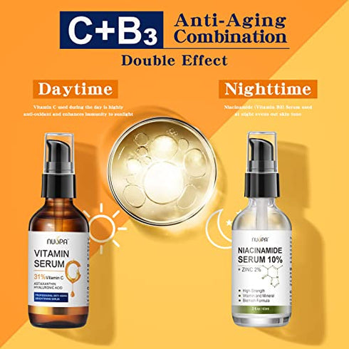 Vitamin C Serum for Face 2oz 31% Vitamin C Facial Moisturizer Serum Anti Aging Serum Reduces Age Spots and Sun Damage Natural Brightening Serum with Hyaluronic Acid and Astaxanthin