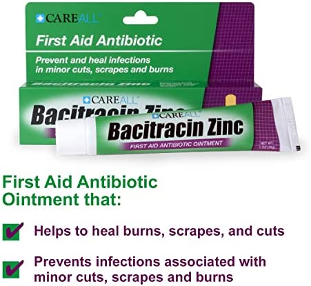 (3 Pack) CareALL 1oz Bacitracin Antibiotic Zinc Ointment. First Aid Ointment to Prevent and heal infections for Minor cuts, scrapes and Burns.