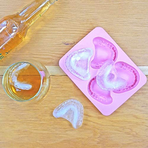 Fairly Odd Novelties FON-10014 Smile Teeth Denture Shaped ICE Tray Mold Perfect Gag or White Elephant Gift for Dentists or Seniors makes 4 Cubes One Size Pink