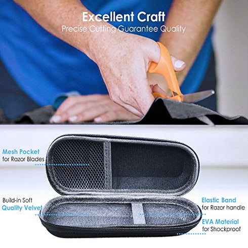 Enerfort Hard EVA Razor Travel Case Compatible with Gillette Men's Razor - Mesh Pocket for 2 Razor Blades + Lightweight Carrying Handle + Durable Zipper (Only Case) (Black)