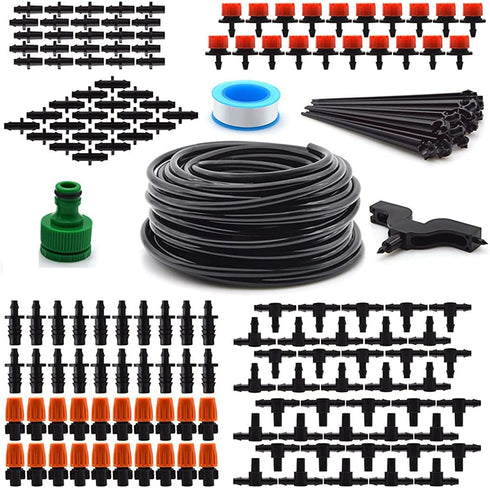 Flantor Garden Irrigation System, 1/4" Blank Distribution Tubing Watering Drip Kit/DIY Saving Water Automatic Irrigation Equipment Set for Garden Greenhouse, Flower Bed,Patio,Lawn