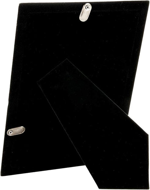 Quality Modern Silver Plated Contemporary 5" x 7" Single Picture Photo Frame Landscape or Portrait for Table - Black Velvet Backing