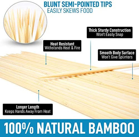 Zulay Kitchen Authentic Bamboo Marshmallow Smores Sticks - 40 Extra Long 17.5" Roasting Sticks - 5mm Heavy-Duty Bamboo Skewers - Thick Smore Sticks - Ideal for Grilling - Marshmallow Sticks Camping