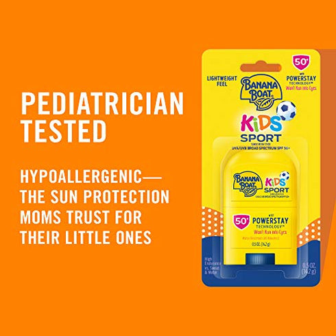 Banana Boat Kids Sport Sunscreen Stick, Sting-Free, Tear-Free, Broad Spectrum, SPF 50, 0.5oz.
